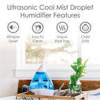 Crane Droplet Ultrasonic Small Air Humidifiers for Bedroom and Office, 0.5