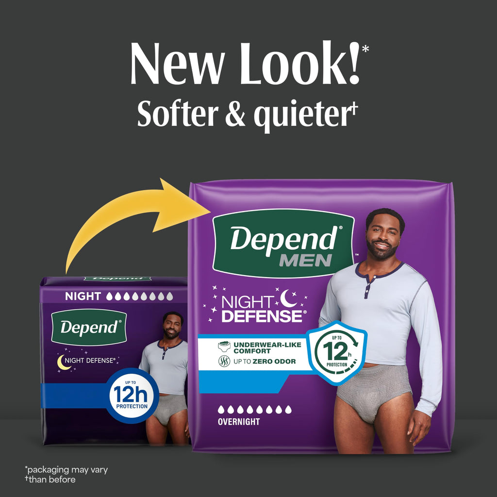 48 Count Depend Night Defense Adult Diapers, Incontinence Underwear for Men,