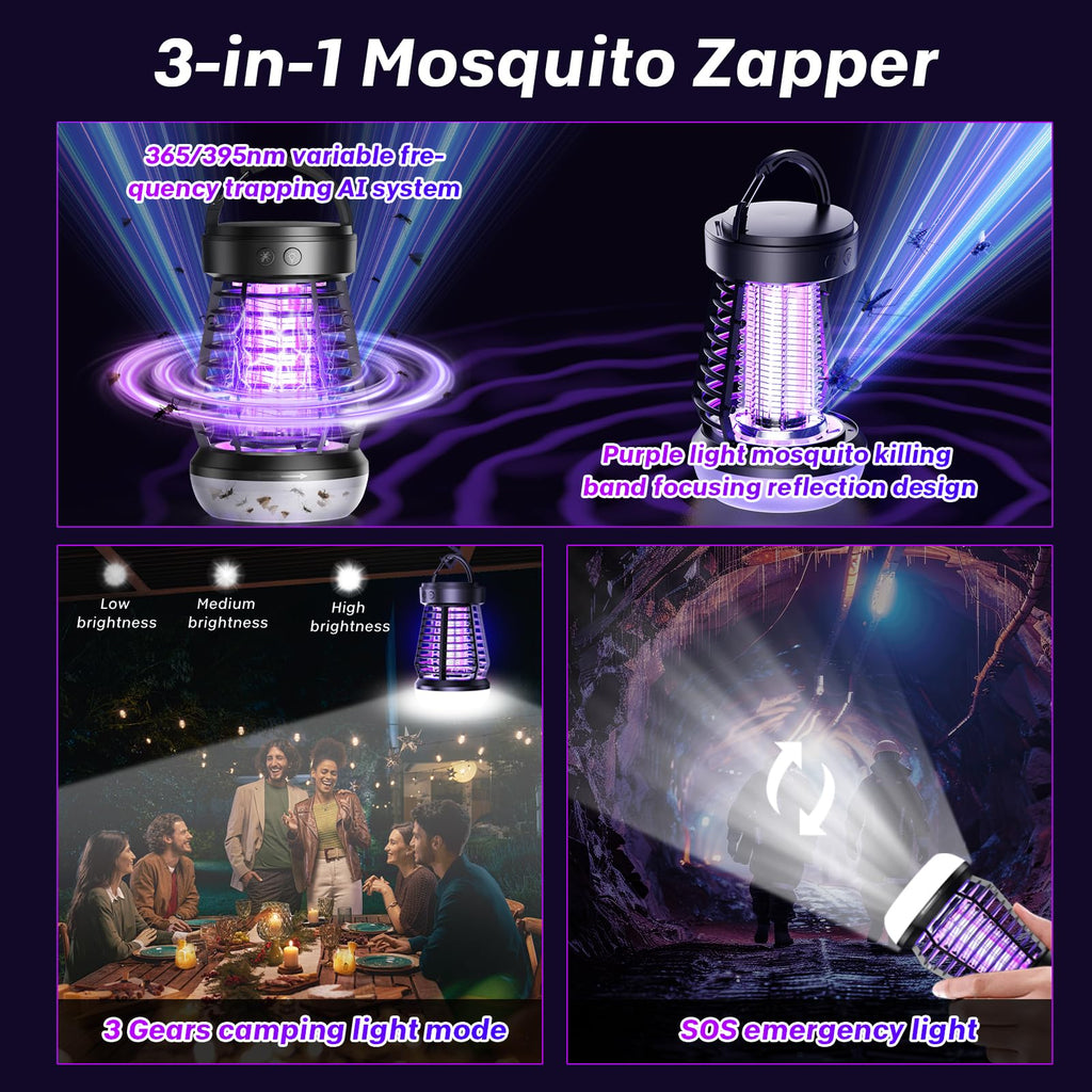 Upgraded Electric Fly Zapper,3 in 1 Bug Zapper Outdoor & Indoor, Electric