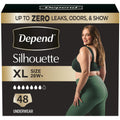 Depend Silhouette Adult Diapers, Incontinence & Postpartum Bladder Leak Underwear for Women, Maximum Absorbency, Extra Large, Black, 48 Count (2 Packs of 24), Packaging May Vary