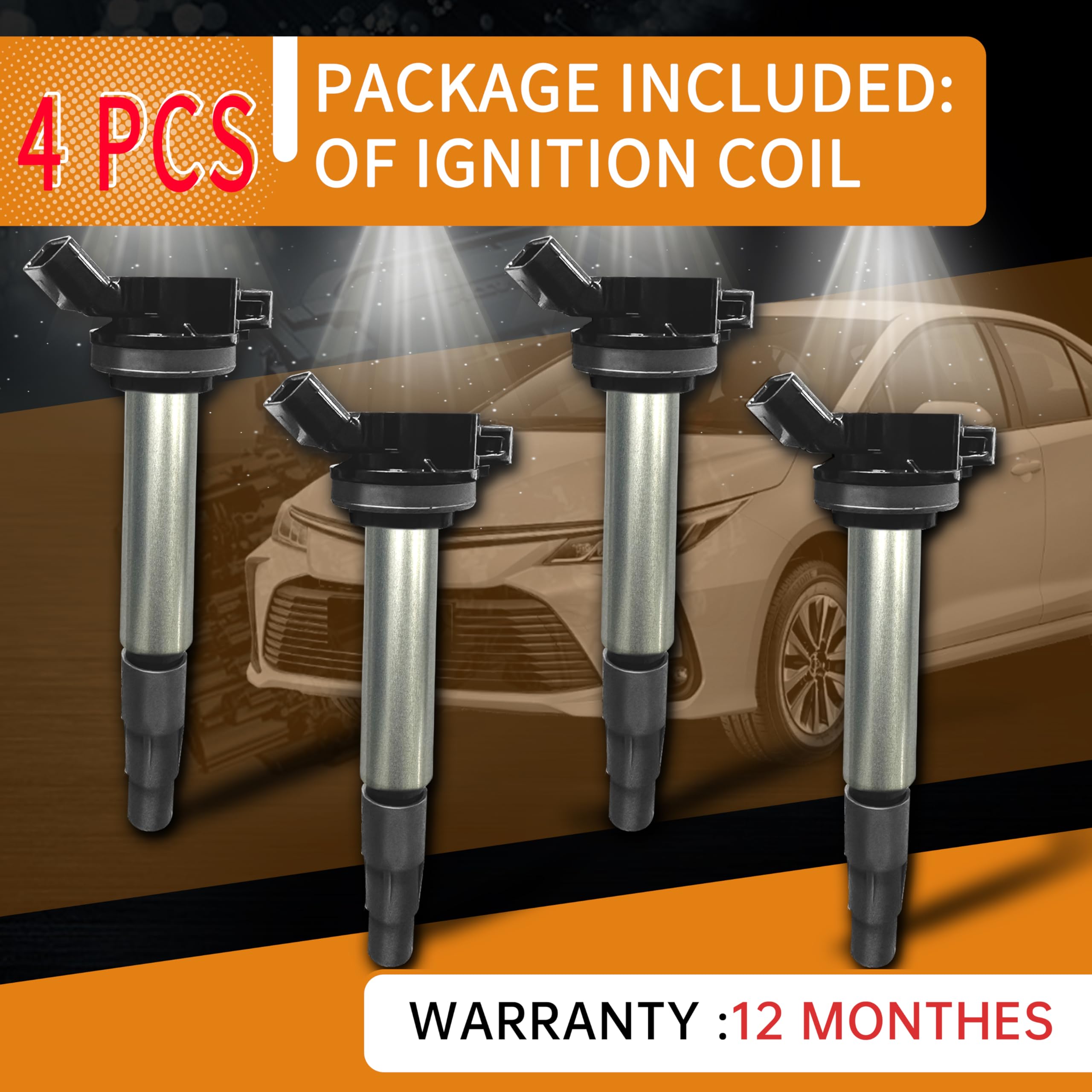 Ignition Coil Pack for Toyota & Corolla: Set of 4 Coils Pack OE # UF596 UF619