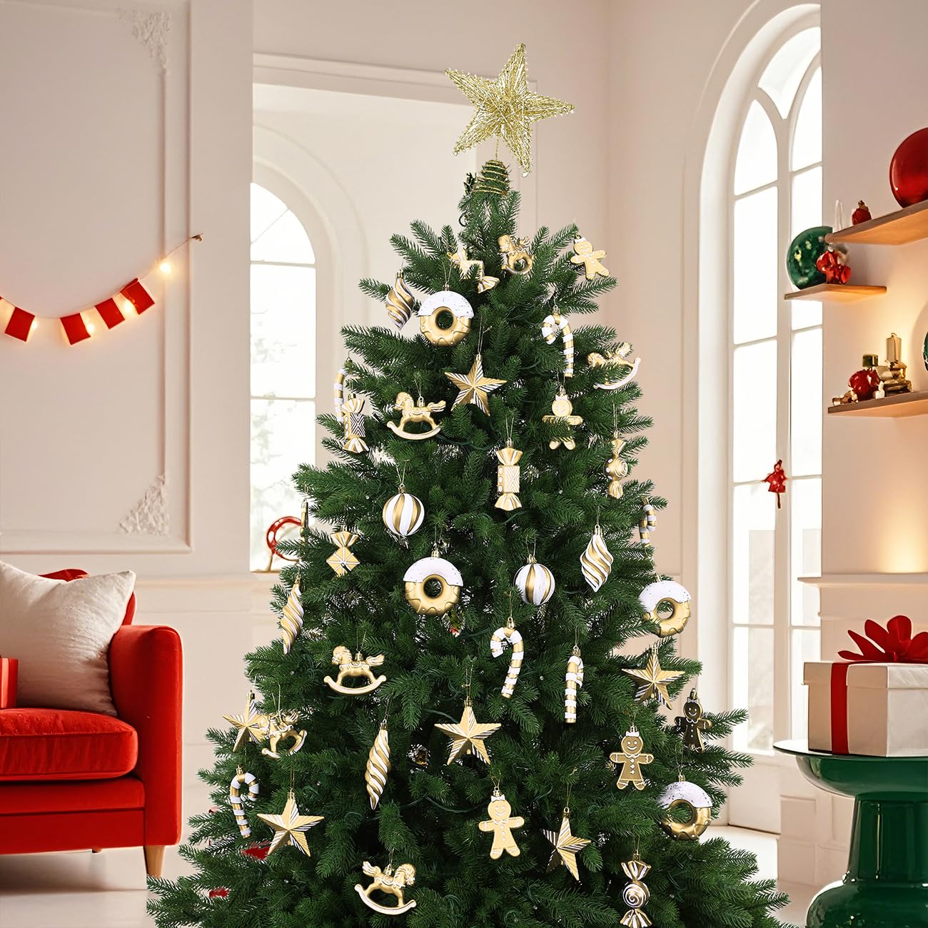 LANGXUN 20pcs Christmas Ornaments Set 2025 Tree Hanging Decor Candy Gingerbread