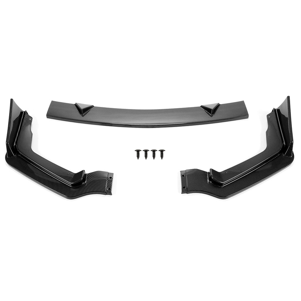 ECOTRIC Front Bumper Lip Spoiler Compatible with 2014-2017 Infiniti Q50 Sport 3Pcs Lower Splitter Air Dam Diffuser Air Chin Body Kit Carbon Fiber Color Printing