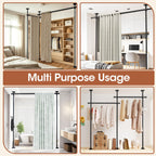 SUNALLY Room Divider Curtain Rod ,No Drill Adjustable 4-10ft Freestanding Black