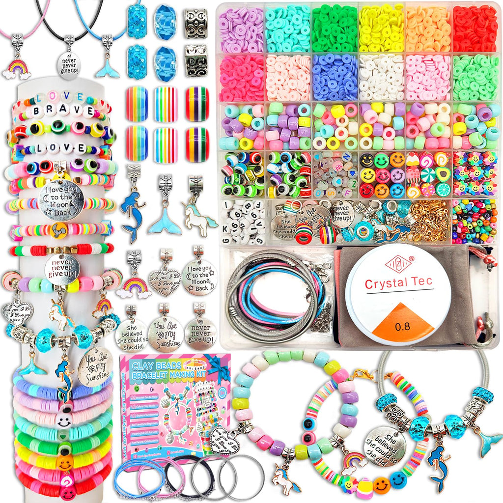Leitait Girls Bracelet Making Kit 3400pcs Charm Jewelry DIY Craft Gift Ages 5-12