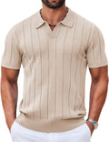 COOFANDY Mens Knit Polo Shirt Short Sleeve V Neck Casual Golf Shirt
