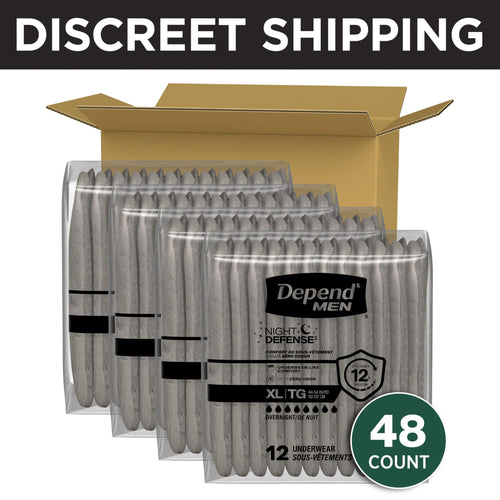 48 Count Depend Night Defense Adult Diapers, Incontinence Underwear for Men,
