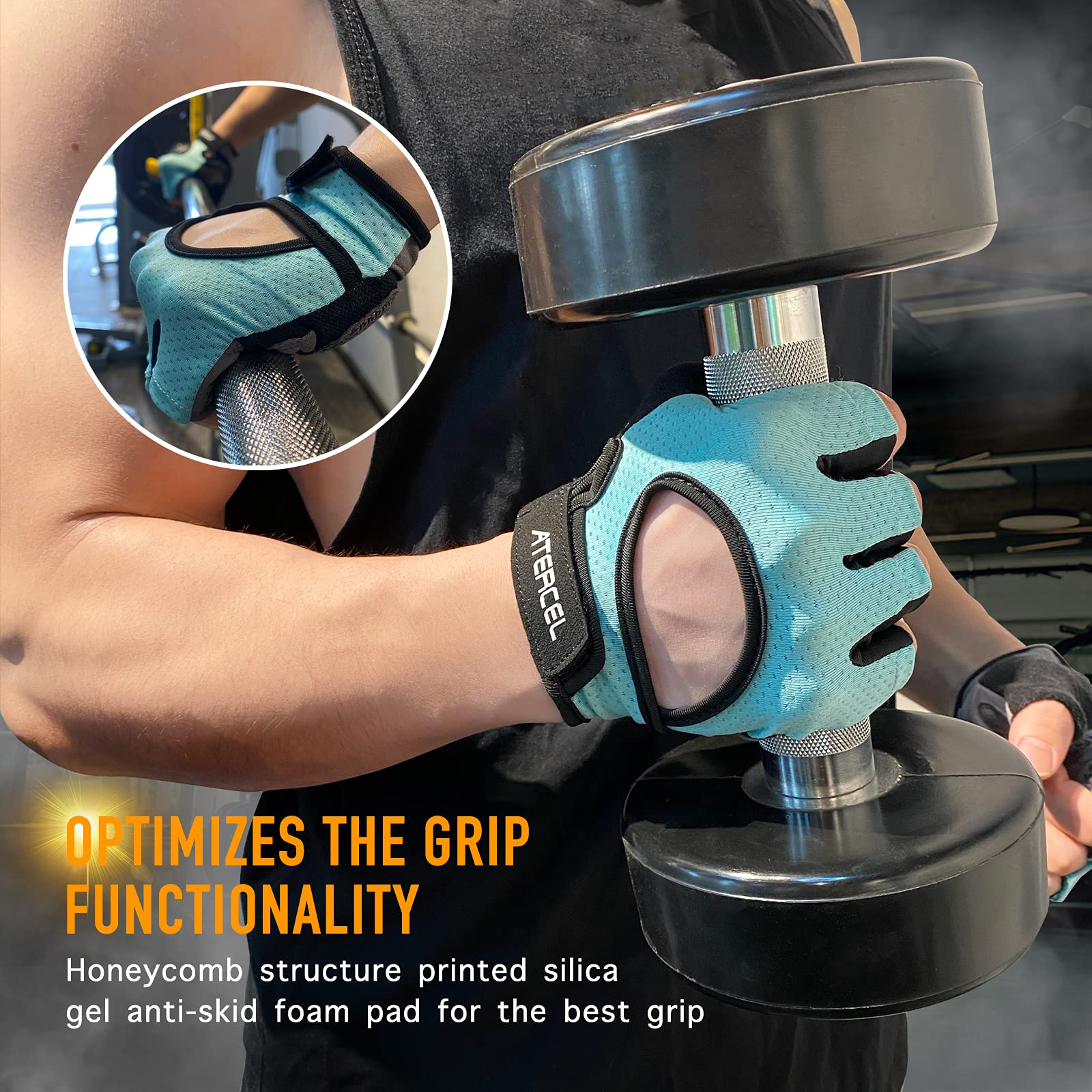 ATERCEL Weight Lifting Gloves Full Palm Protection, Workout Gloves for Gym,
