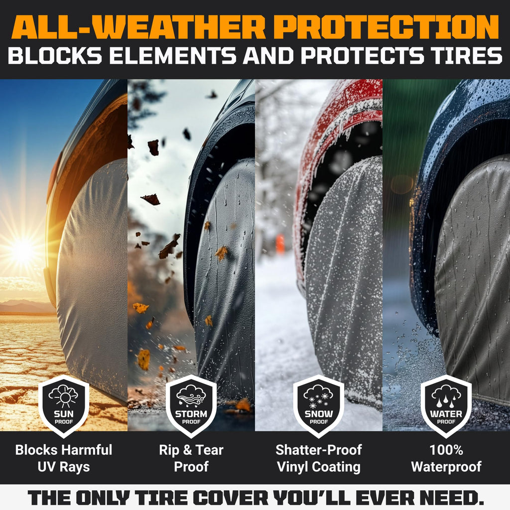 Tire Covers Set of 4 Heavy Duty UV All Weather RV Camper Truck Trailer 26-28"