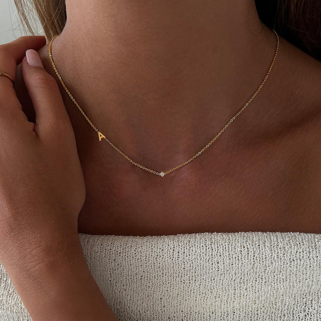 FUCJOEE Initial Necklaces for Women, Dainty Letter Choker Necklace 14K Gold