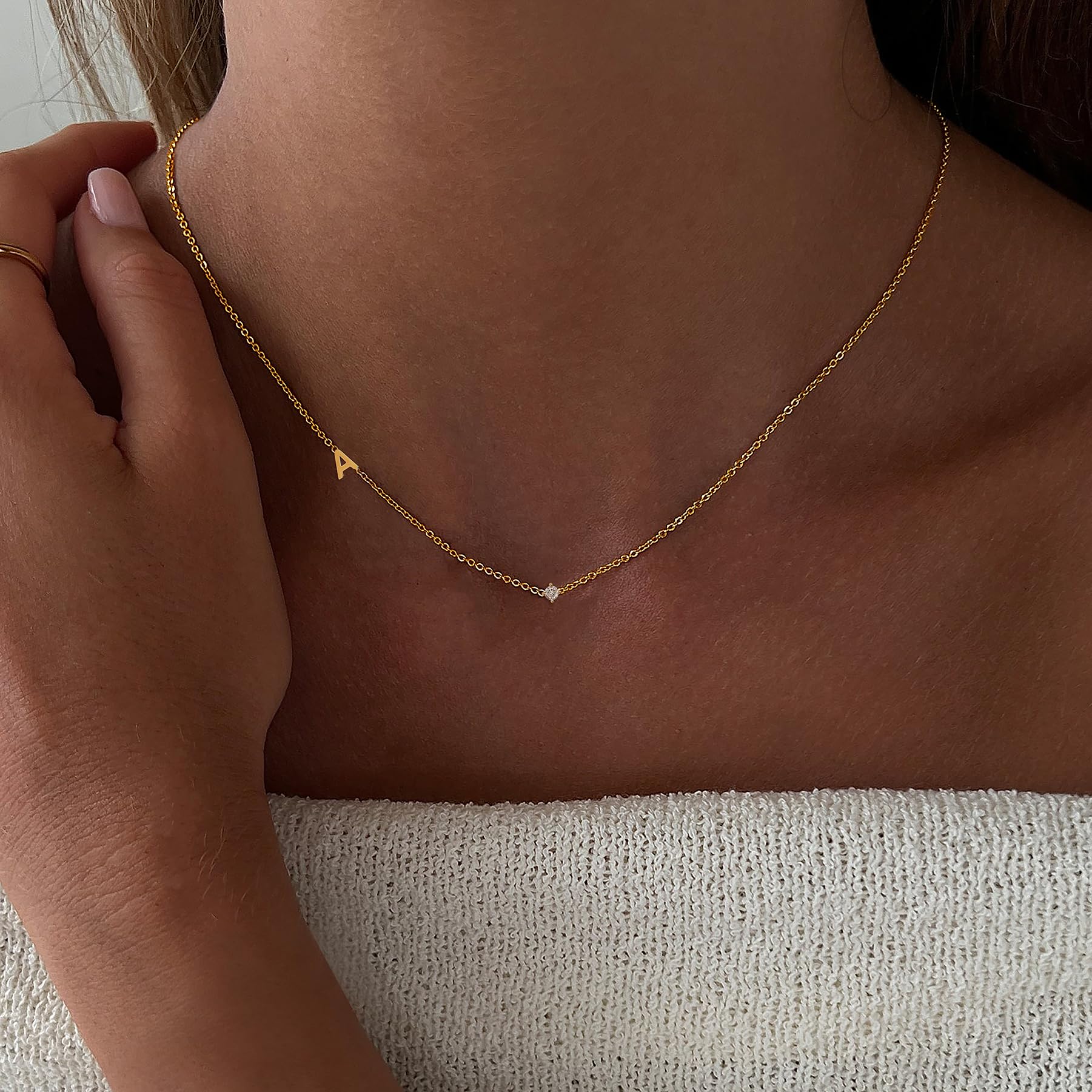 FUCJOEE Initial Necklaces for Women, Dainty Letter Choker Necklace 14K Gold