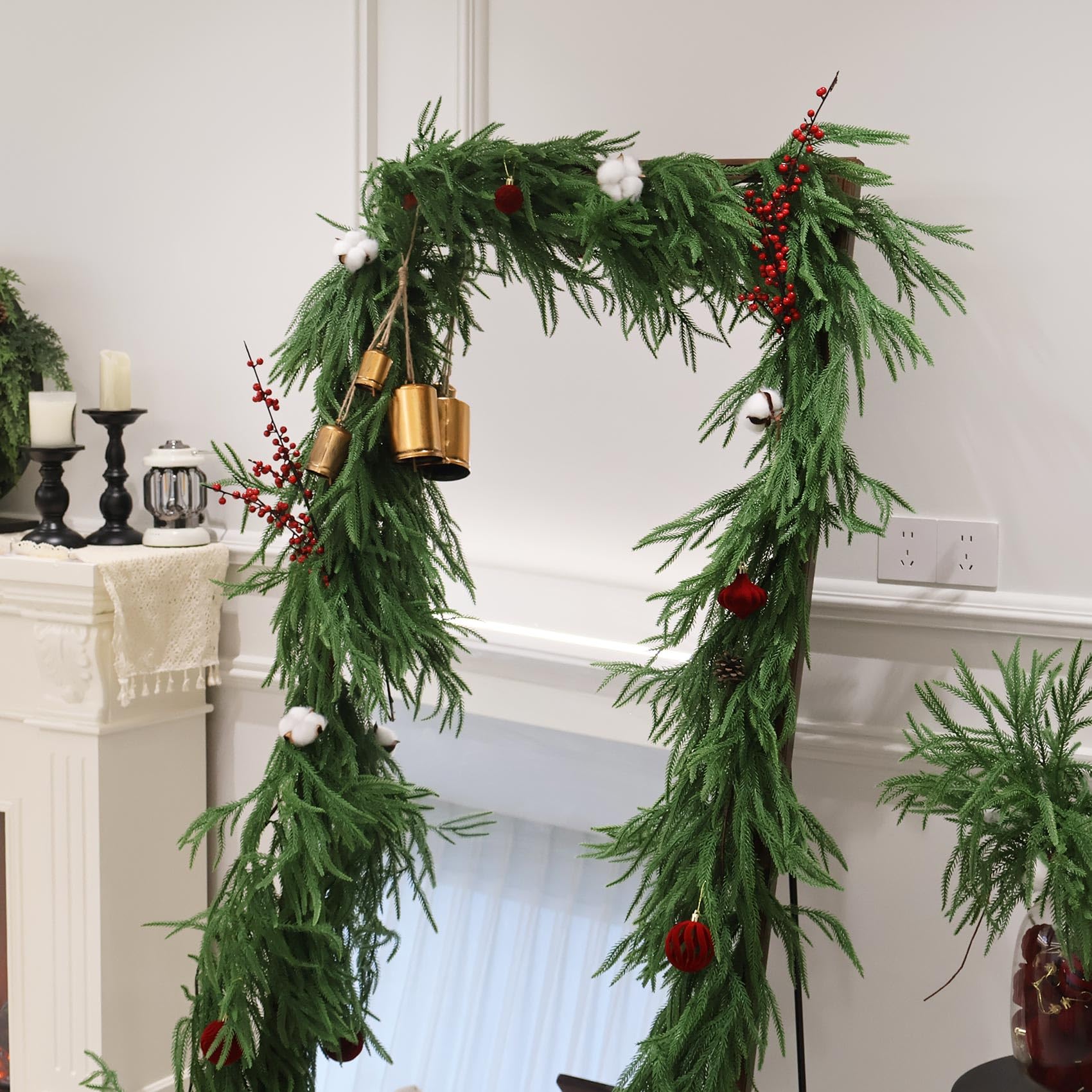 9FT Artificial Christmas Garland Real Touch Pine Greenery Indoor Outdoor Decor