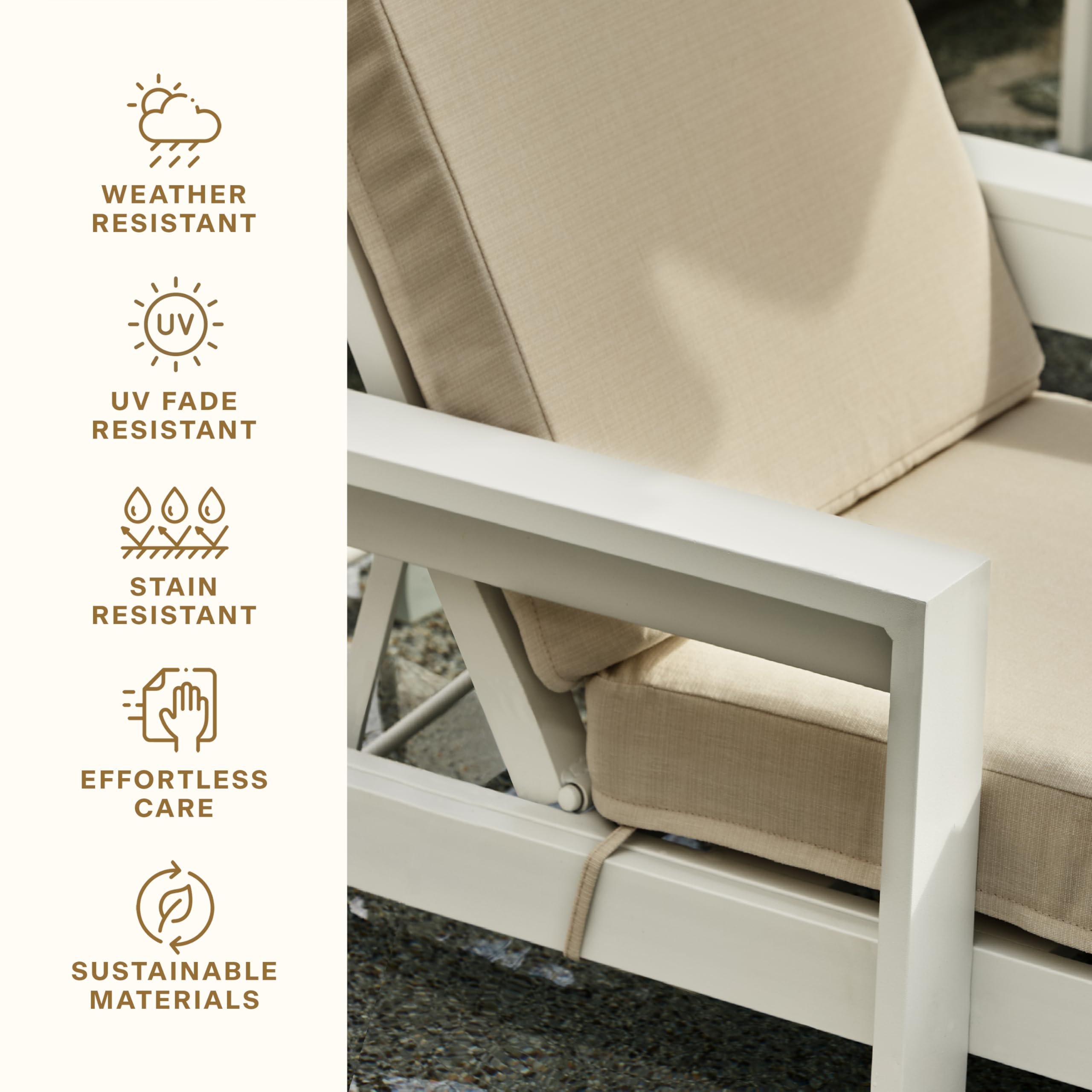 Honeycomb Outdoor Chaise Lounge Cushion for Patio Furniture, Water & Fade
