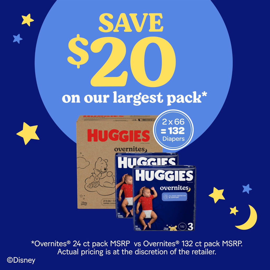 33 Count Huggies Overnites Size 3 Overnight Diapers (16-28 lbs),  Packaging May
