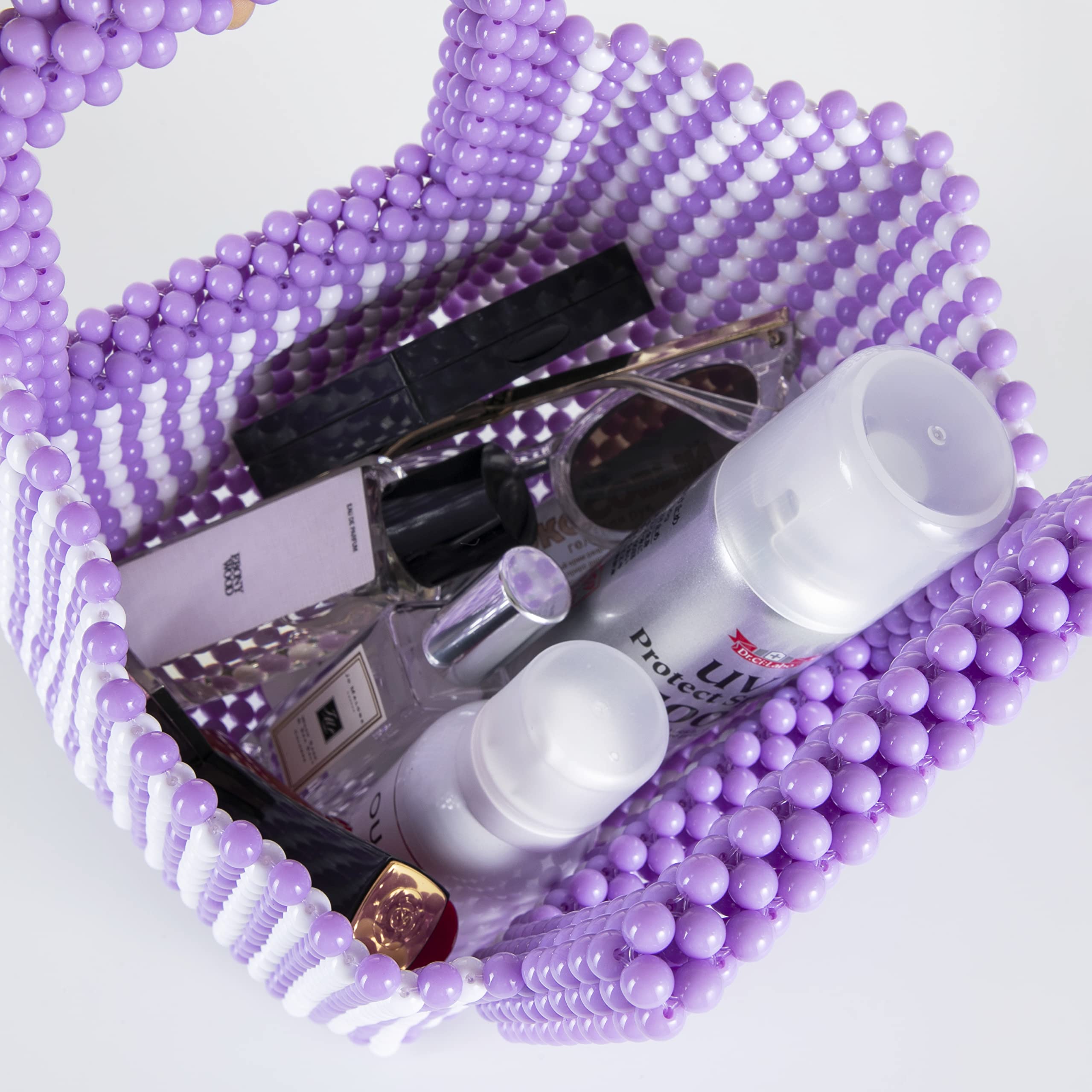 Women Acrylic Beaded Tote Bag Macaron Color Evening Wedding Party Purse