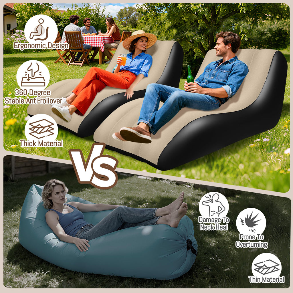 SeaSlep Inflatable Couch for Camping, Blow-Up Couch with Flocked Surface,