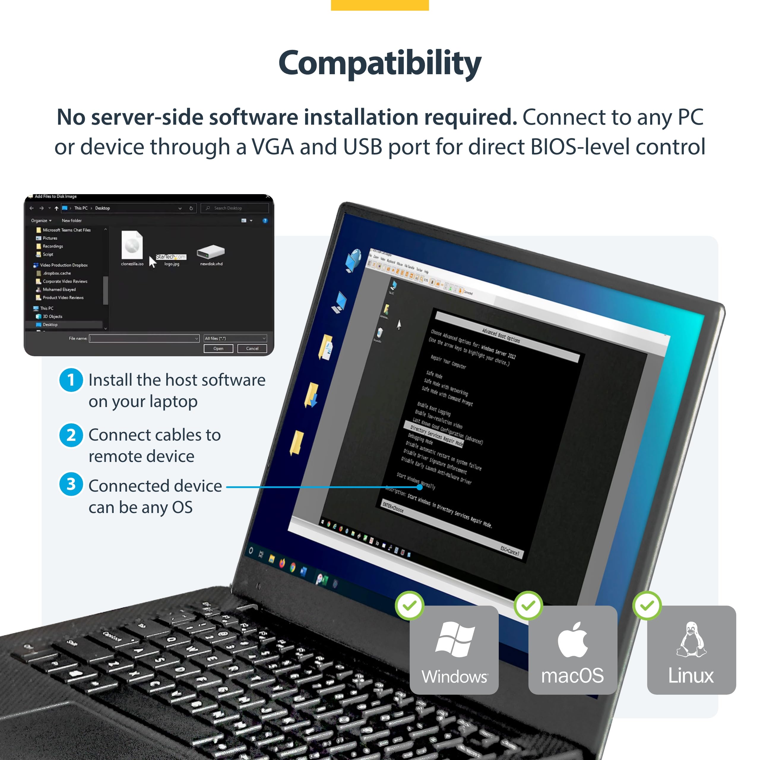 StarTech.com Portable Laptop Crash Cart Adapter for Server Management, USB/VGA