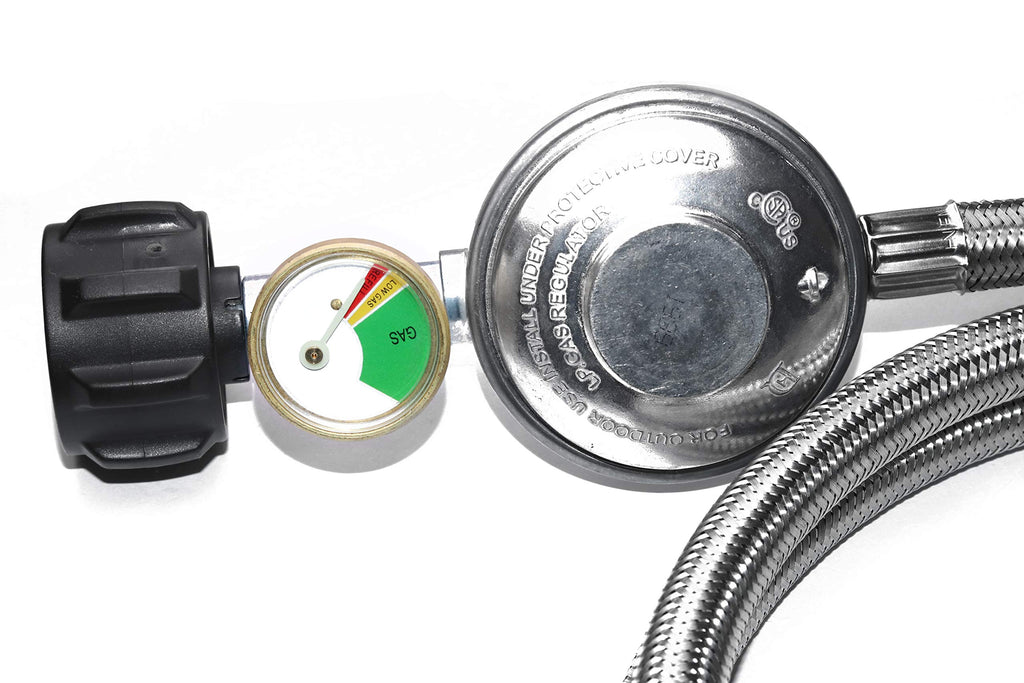 DOZYANT 5 Feet Propane Regulator Hose Replacement with Propane Tank Gauge,