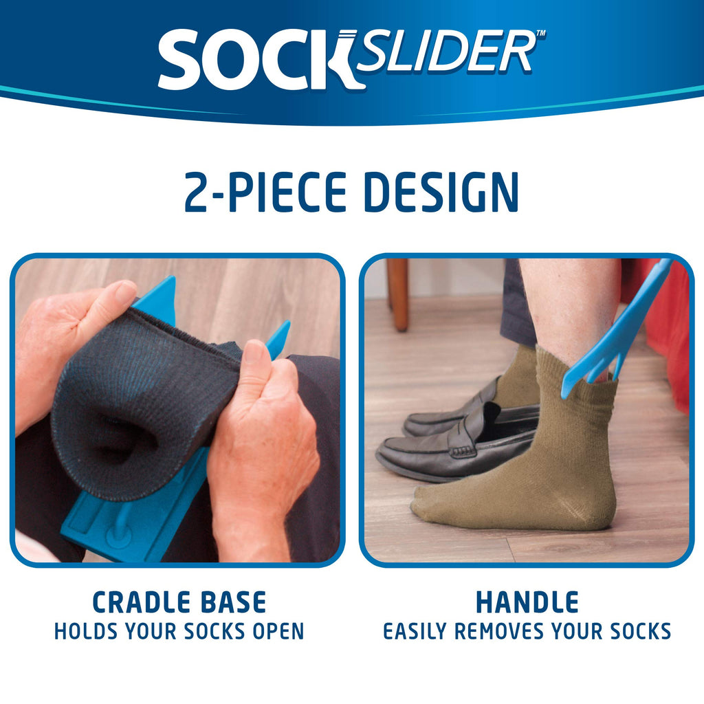 Sock Slider Sock Aid Kit & Shoe Horn Easy On Off Dressing Aid Blue Travel