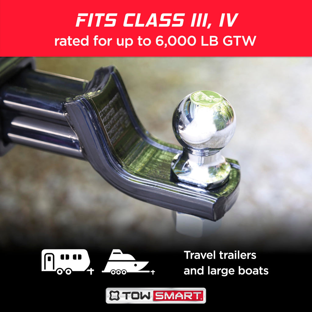 TOWSMART Class IV Chrome Trailer Hitch Ball 6000lb 2-5/16in 1x3in
