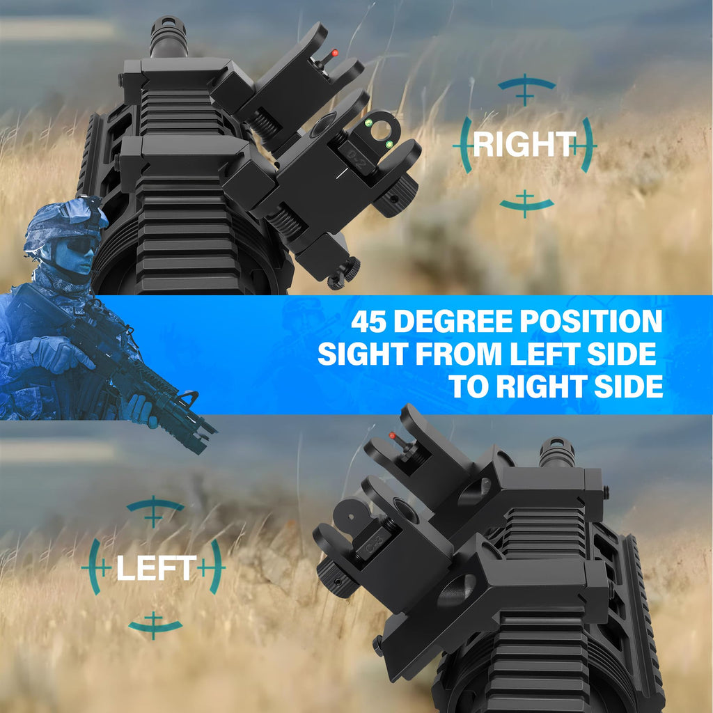 Kitmose 45 Degress Offset Iron Sights Low Profile Fiber Optics AR Sights