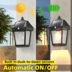 DERAYSION Solar Porch Lights Outdoor, 9 Inch Solar Wall Lanterns with Motion