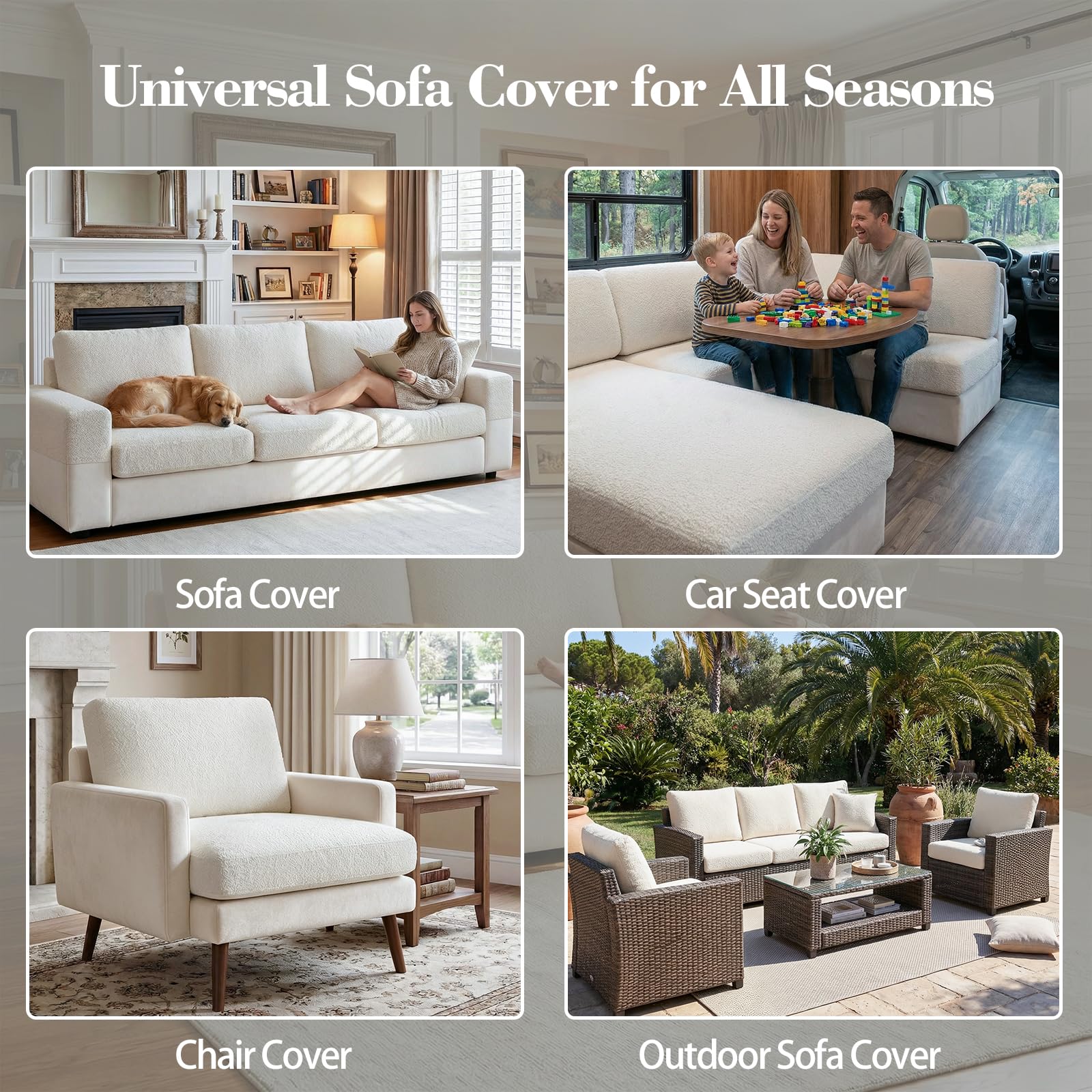 OHSIO Couch Cushion Covers for Sectional Sofa, Stretch Soft Sofa Slipcovers