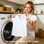 Bienzoe White Girls Cotton Blouse: Short Sleeve Wrinkle-Free School Uniform