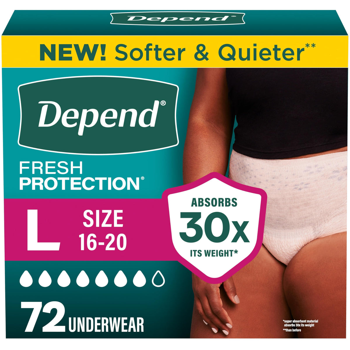 72Ct Large Depend Fresh Protection Adult Incontinence Underwear