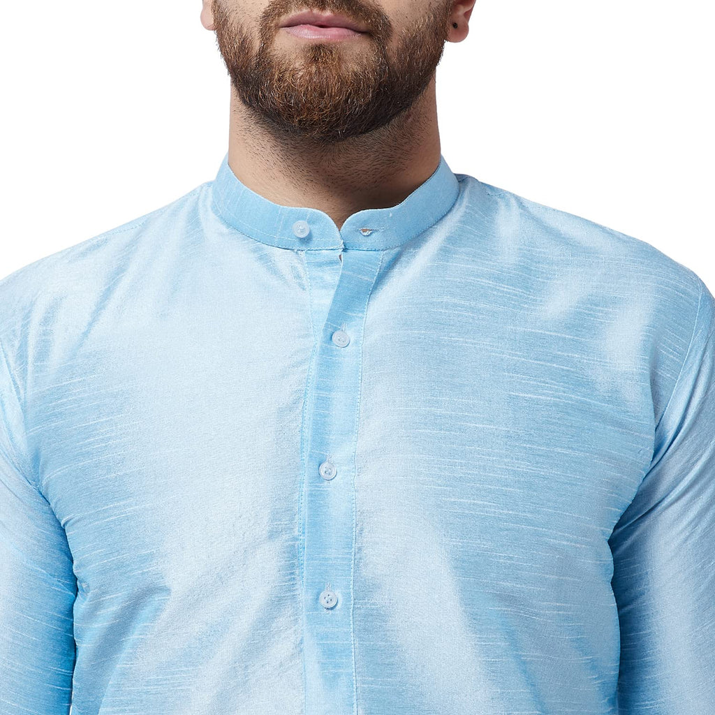 Sojanya (Since 1958 Men'S Silk Blend Sky Blue Kurta & Churidaar Pyjama Set, Size