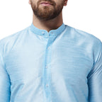 Sojanya (Since 1958 Men'S Silk Blend Sky Blue Kurta & Churidaar Pyjama Set, Size