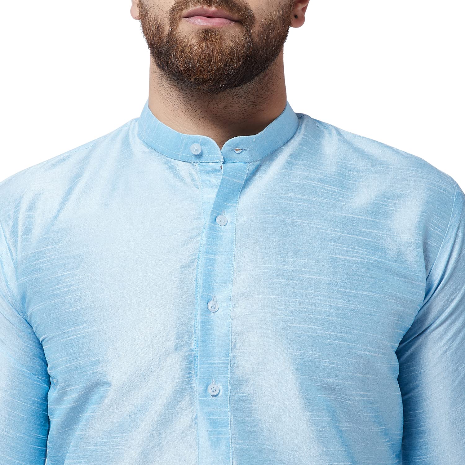 Sojanya (Since 1958 Men'S Silk Blend Sky Blue Kurta & Churidaar Pyjama Set, Size
