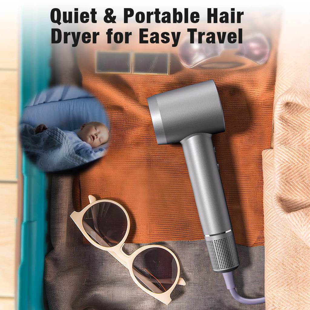 Professional Ionic Hair Dryer 160000RPM Fast Dry Low Noise with Diffuser