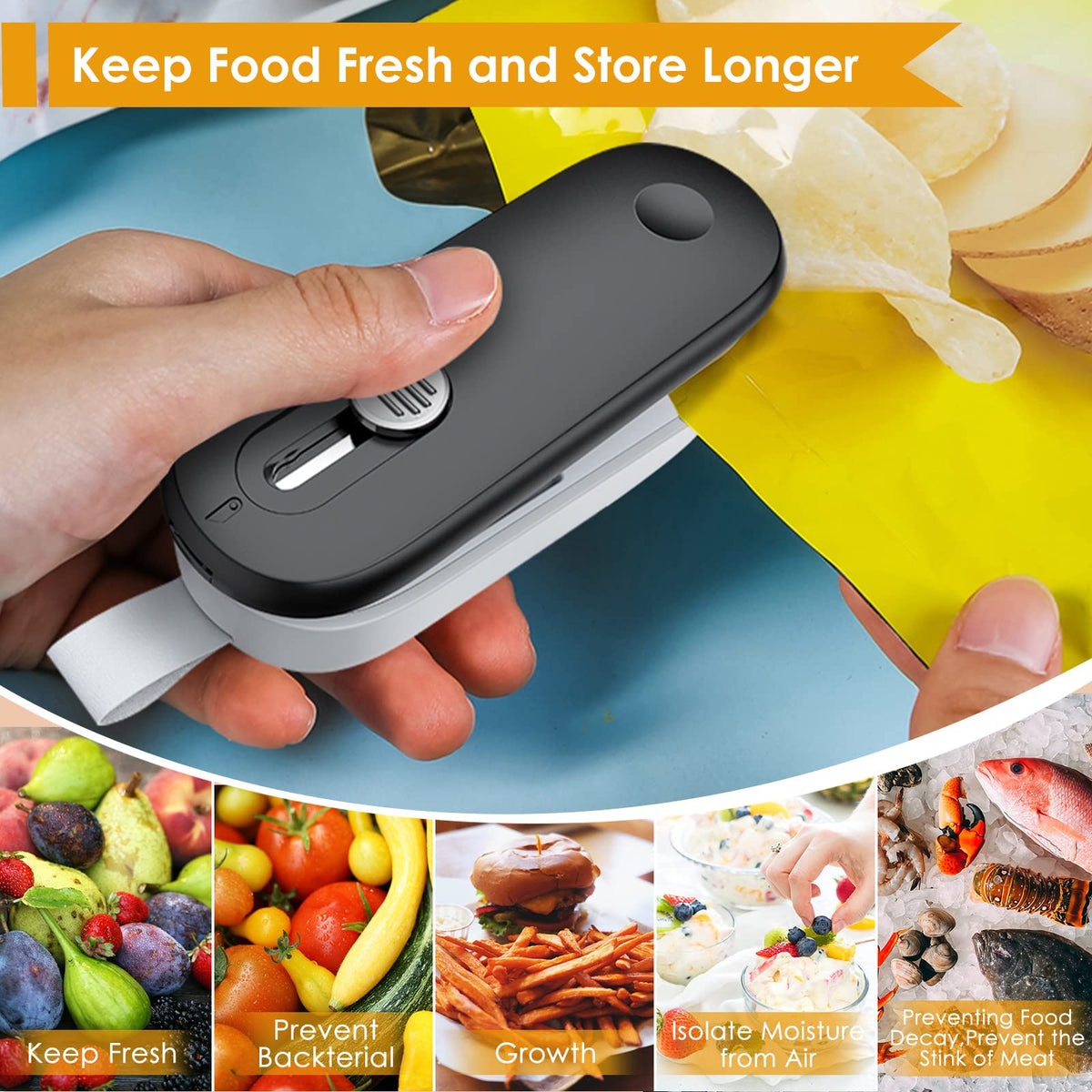 FEPPO Mini Bag Sealer, 2 in 1 Heat Sealer with Cutter, Portable Resealer Machine