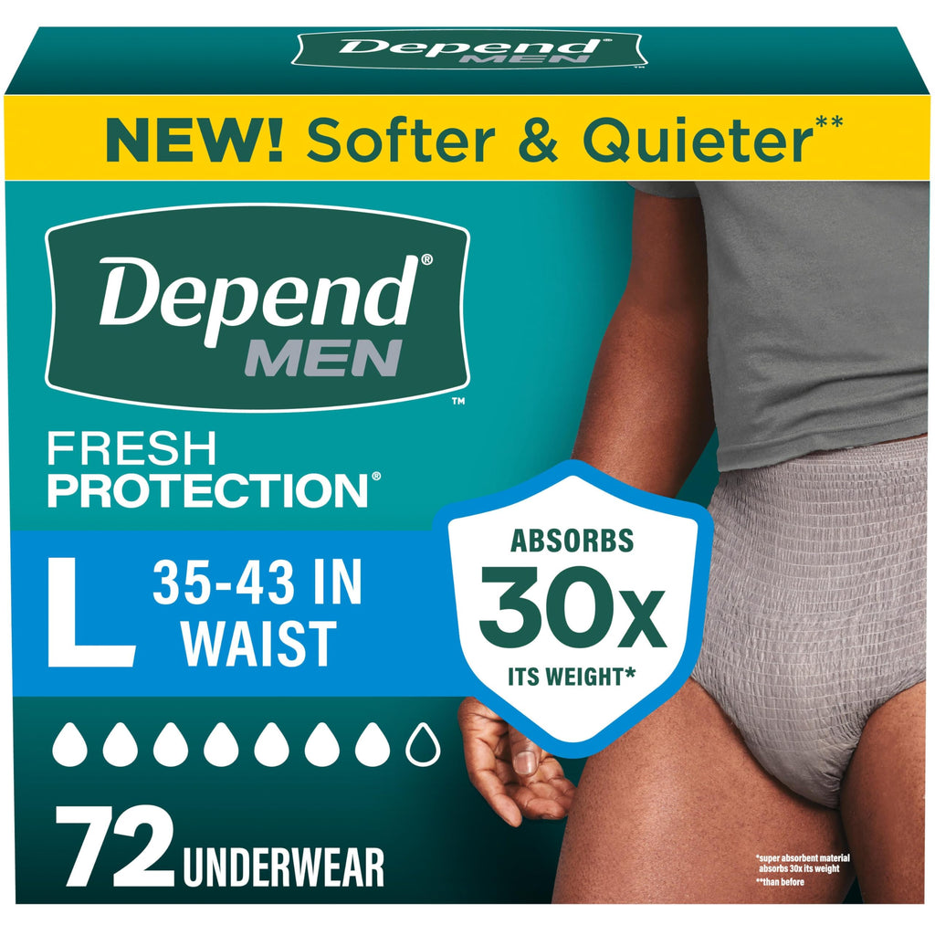 Depend Fresh Protection Adult Diapers for Men, Large, 72 Count