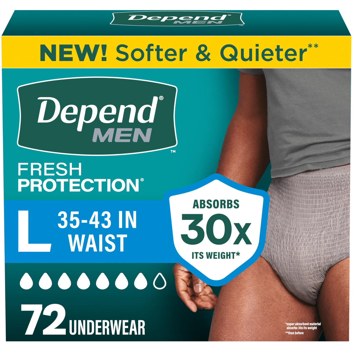 Depend Fresh Protection Adult Diapers for Men, Large, 72 Count
