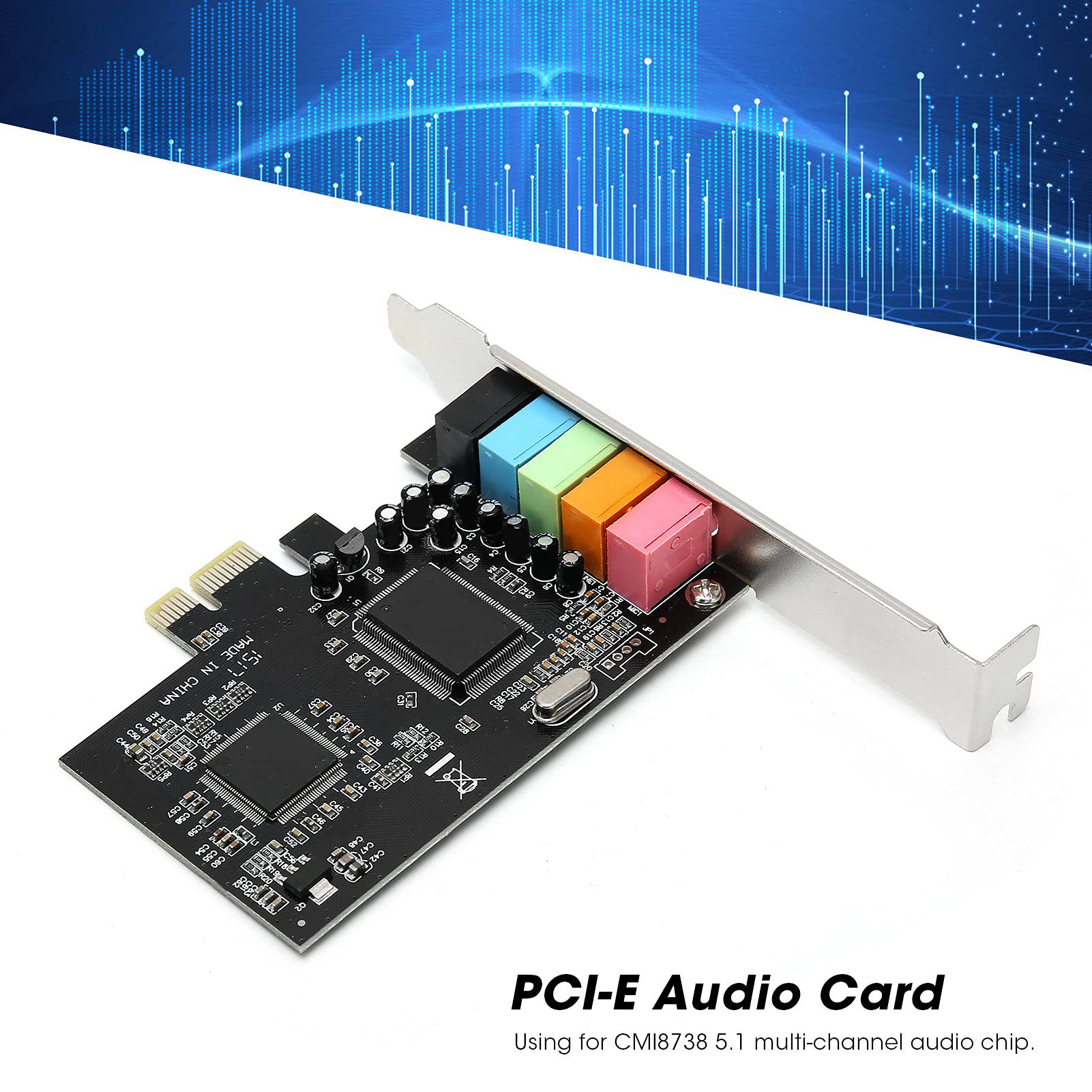 PUSOKEI PCIE Sound Card, 6channel Stereo Desktop Sound Card, 3D Stereo PCIe