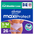 26Ct Always Discreet MaxiProtect Adult Diapers Women S/M Maximum Plus Absorbency