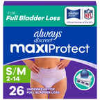 26Ct Always Discreet MaxiProtect Adult Diapers Women S/M Maximum Absorbency
