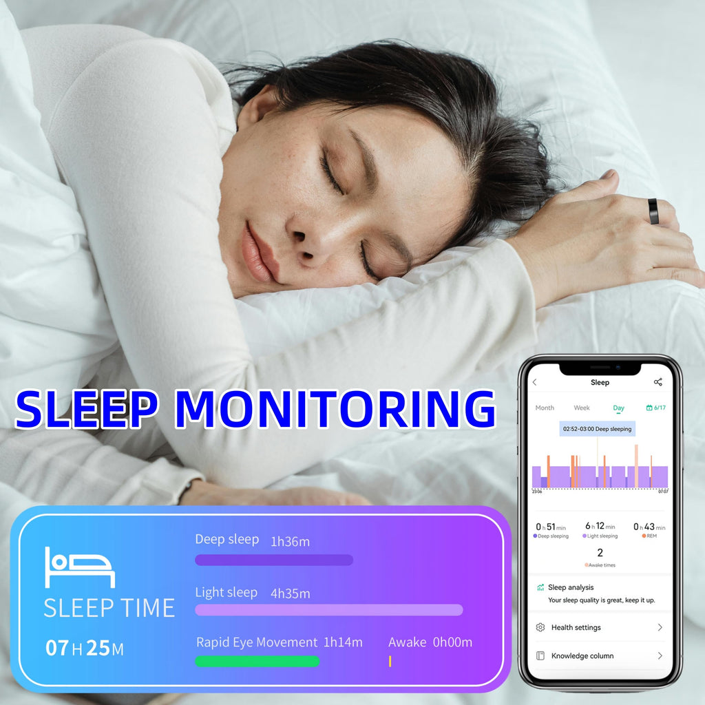 UniJethro Smart Ring for Women Men, Health Fitness Tracker Rings, IP68