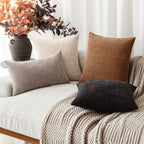Foindtower Set of 2 Textured Chenille Throw Decorative Pillow Covers Square