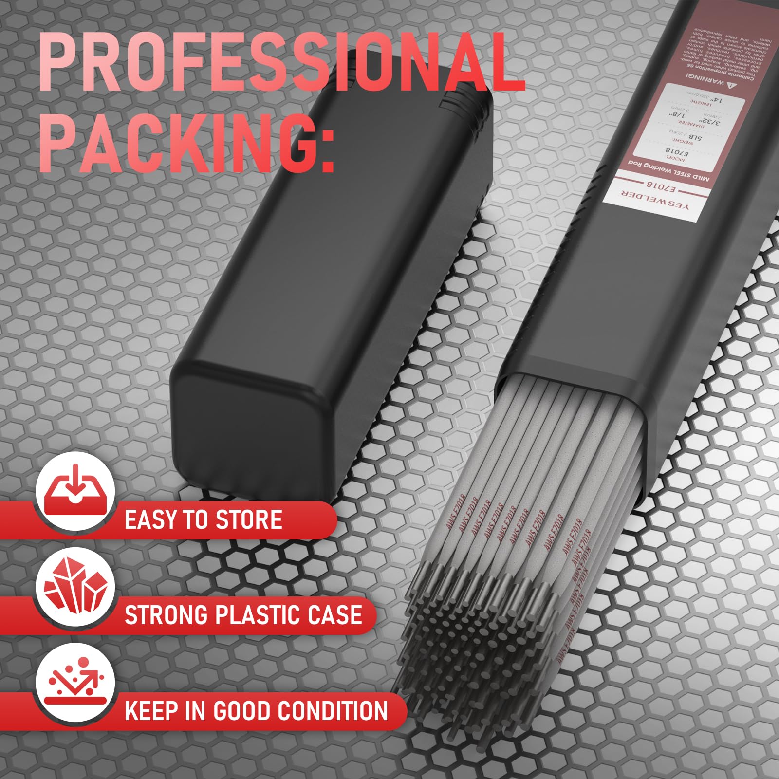 YESWELDER E7018 Welding Rods 3/32 & 1/8 Carbon Steel Electrodes 5lb Pack
