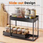 Under Sink Organizer 2 Pack Pull Out Sliding 2 Tier Cabinet Black