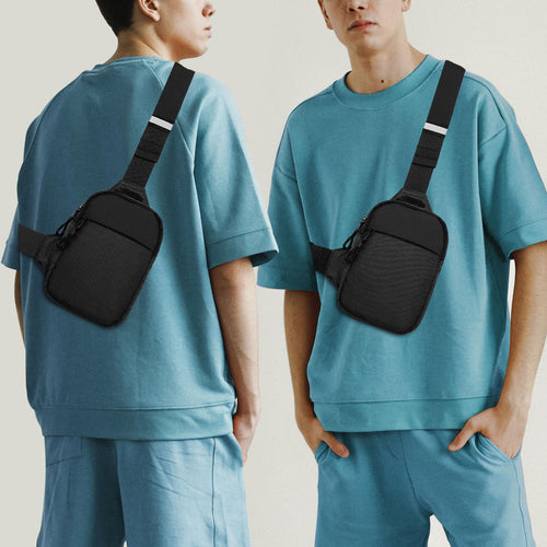 YAMEIZE Mini Crossbody Sling Bag - Trendy Small Chest Bag with Adjustable Strap for Men Women Multipurpose Daypack (Black-(Small))