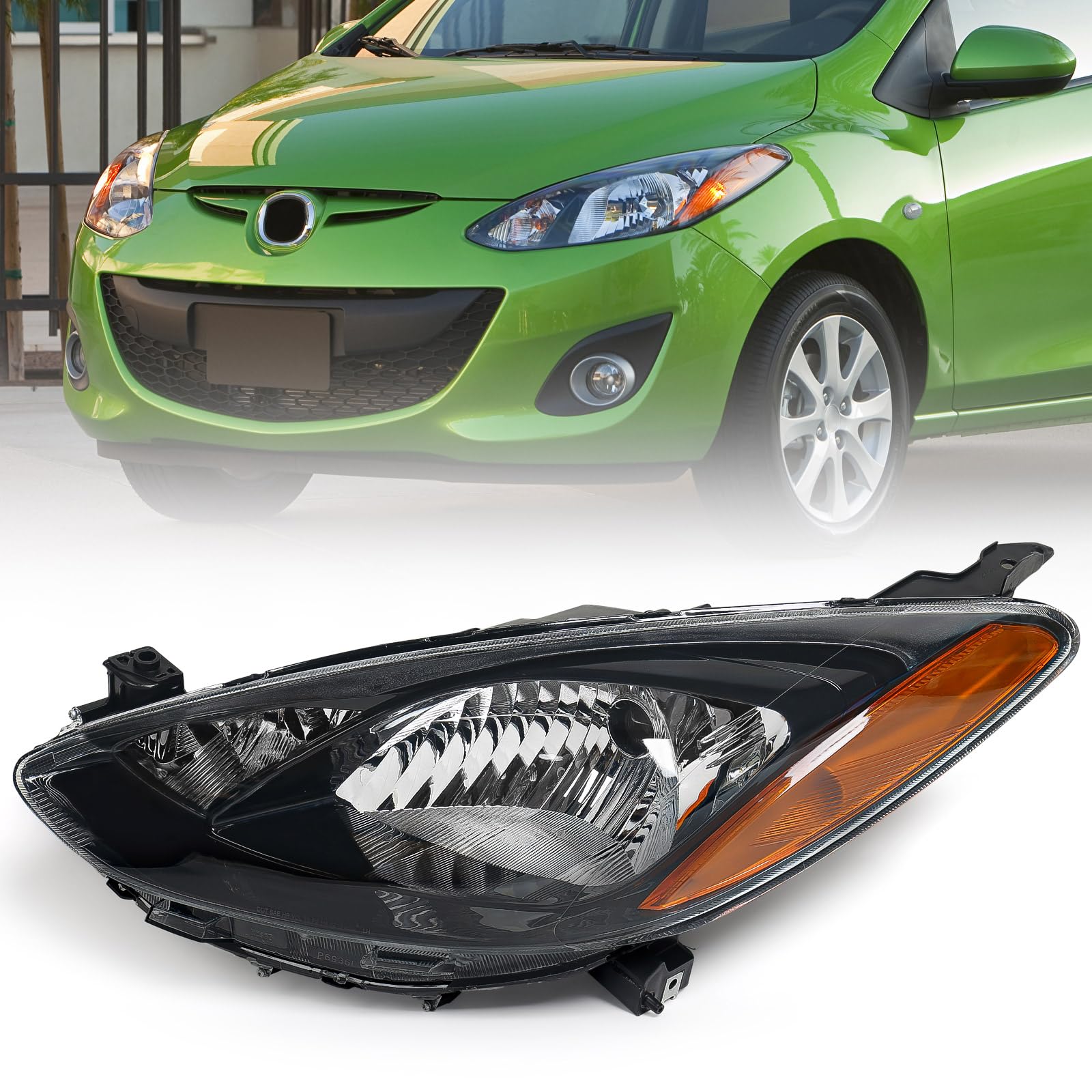 Huray Halogen Headlight Assembly for Mazda 2 2011 2012 2013 2014 LH Projector