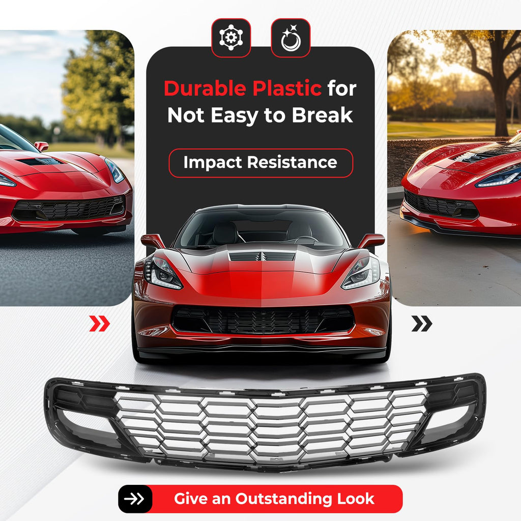Chevrolet Corvette C7 Front Lower Bumper Grille Z06 Style Gloss Black 2014-2019