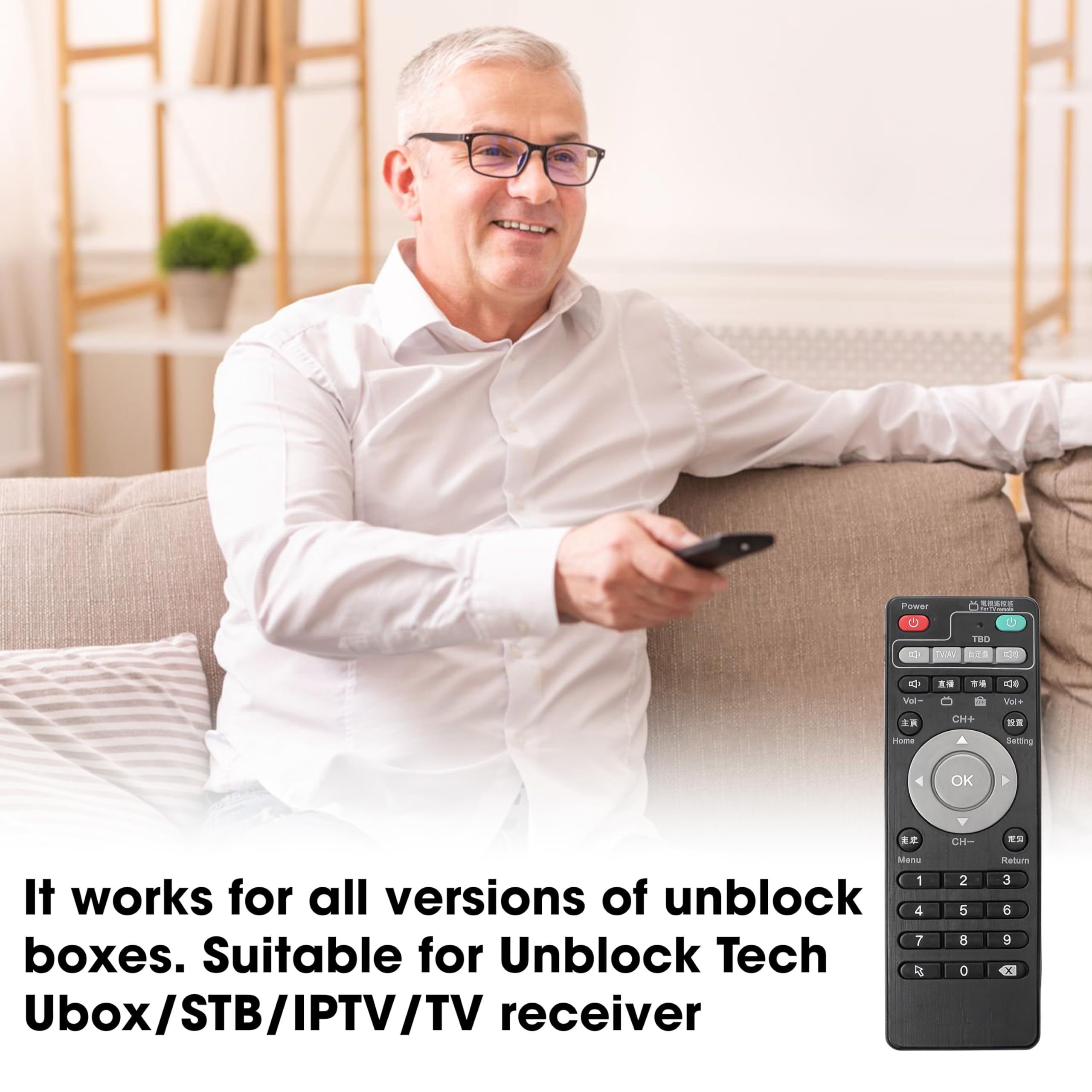 Remote Control for Unblock Tech Ubox Smart TV Box, Compatible with Gen 1/2/3/4/5