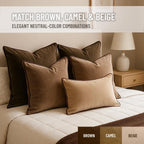 Blau Marité 2 Pack Velvet Decorative Throw Pillow Covers, 20"x20", Brown and