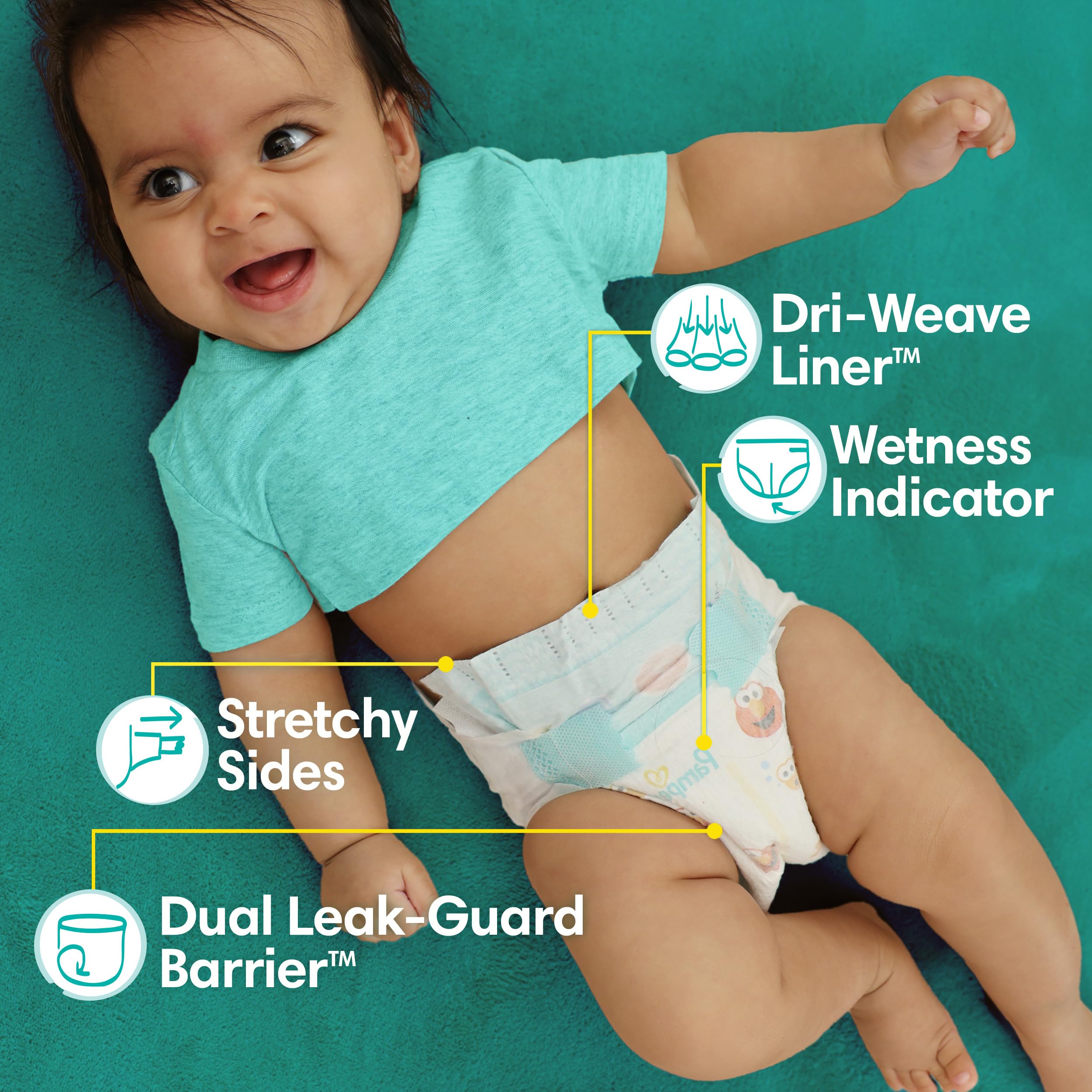 86 Count Pampers Diapers - Baby Dry - Size 1 Absorbent Disposable Infant Diaper