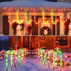 2025 Upgraded Christmas Decorations Outdoor Solar Candy Cane Lights, 10 Modes Waterproof Solar Christmas Pathway Lights with USB Charge, 28 FT 72 LEDs Outdoor Xmas Decor for Yard Lawn Porch Holiday